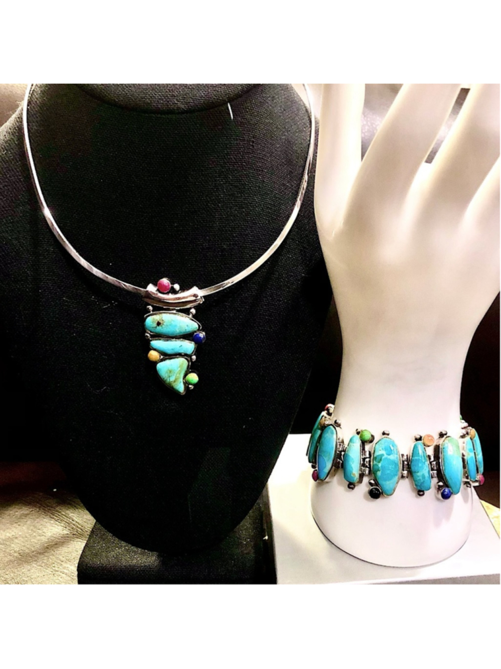 BARSE Turquoise Sterling Silver Multi Gemstone Southwestern Bracelet - Picture 15 of 16